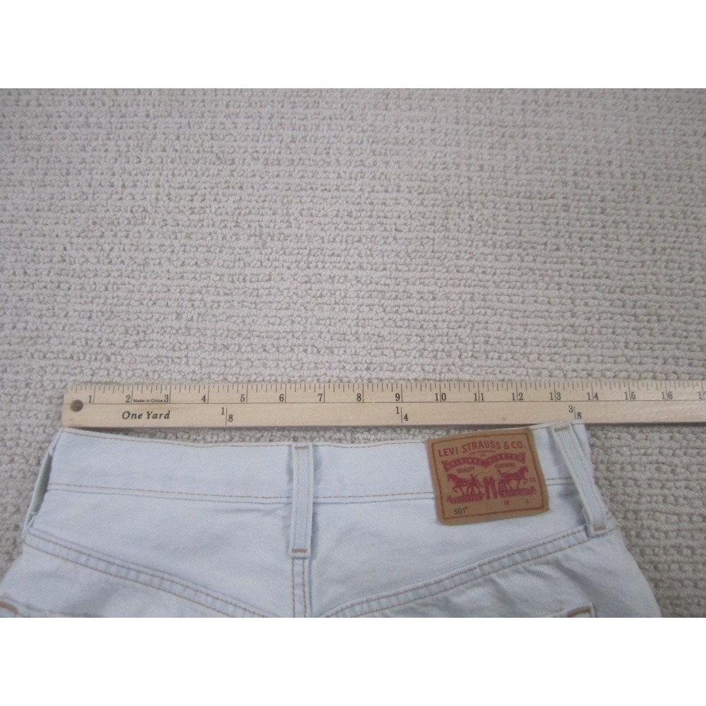 Levi's 501 Shorts Womens 25 Blue Distressed Denim Cut Off 5-Button Fly Jean - Picture 13 of 16
